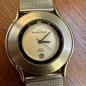 Mathey Tissot Vintage Ladies Silver Watch Adjustable Band 1980s